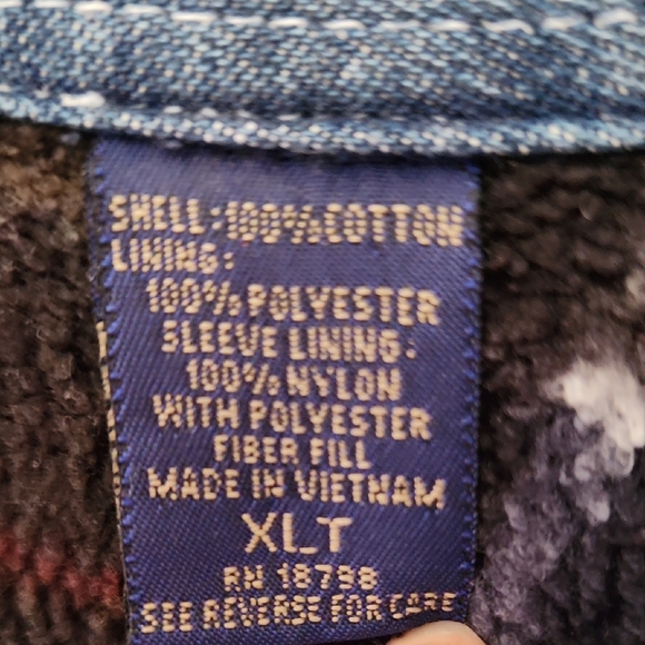 Men's Blue Denim Shirt Jacket with Flannel Lining - Picture 6 of 7